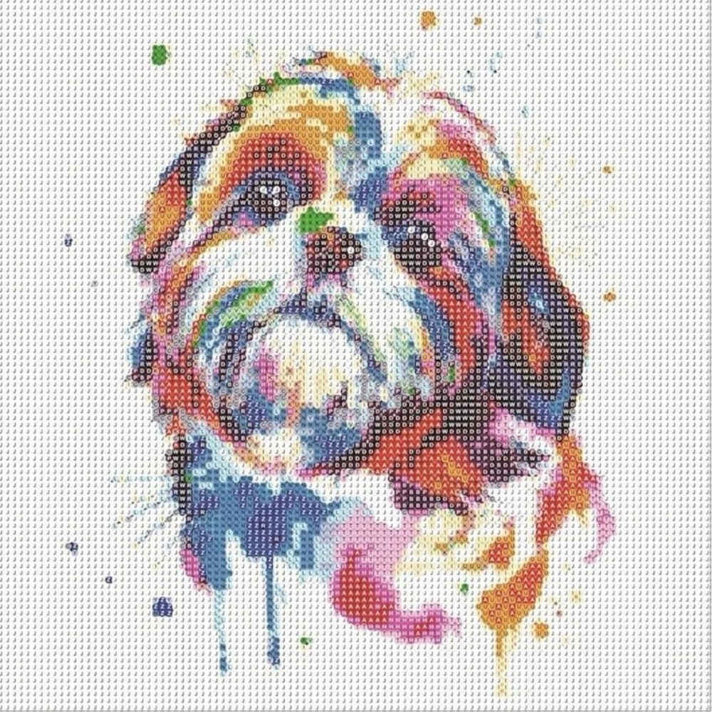 Shih Tzu Puppy Diamond Art Kit - 20x20cm - Partially Started